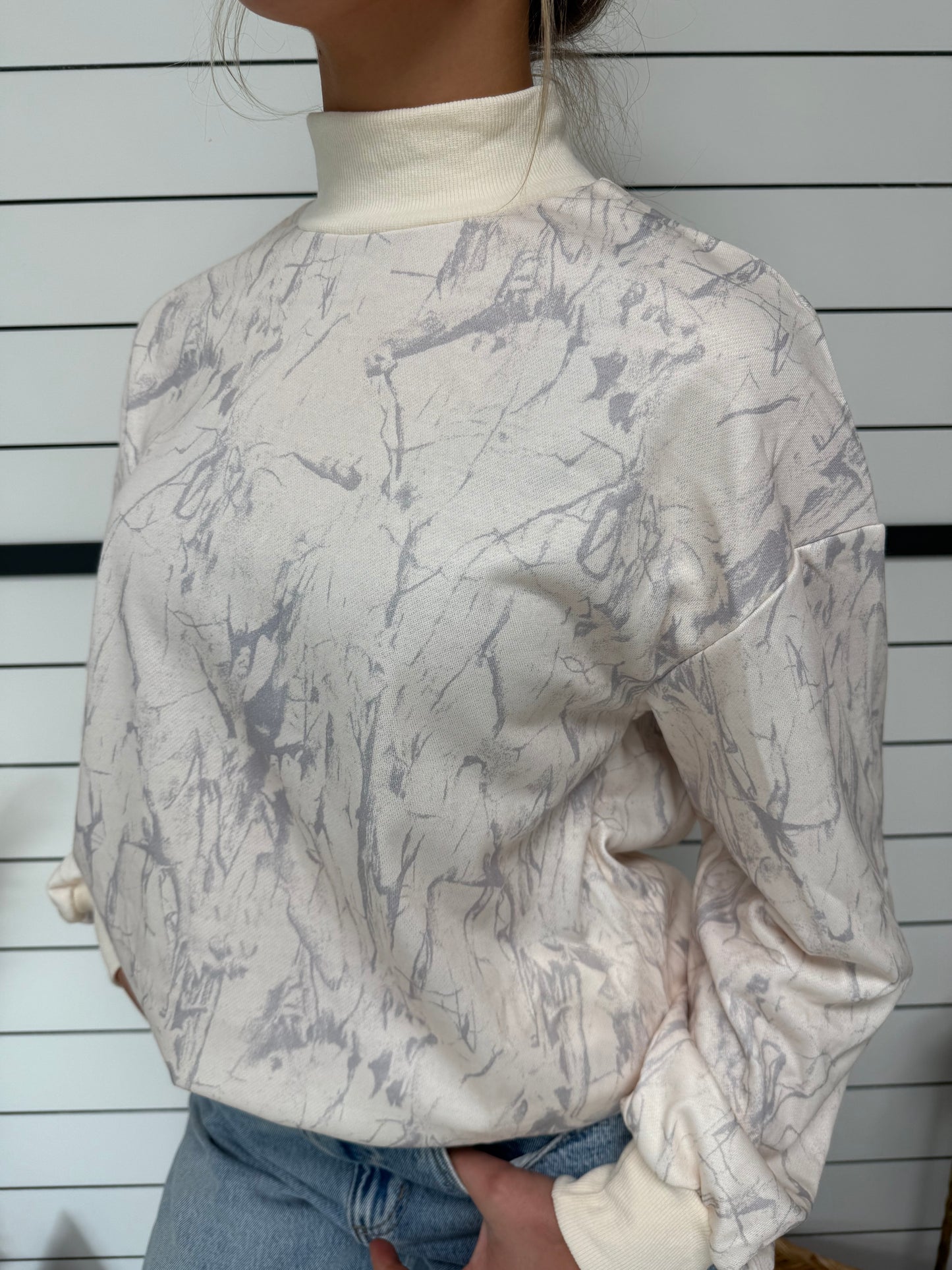 Woodland Camo Mock Neck Sweatshirt