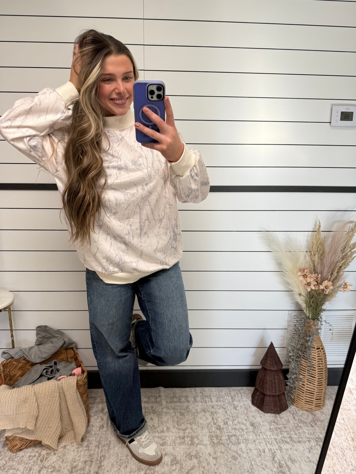 Woodland Camo Mock Neck Sweatshirt