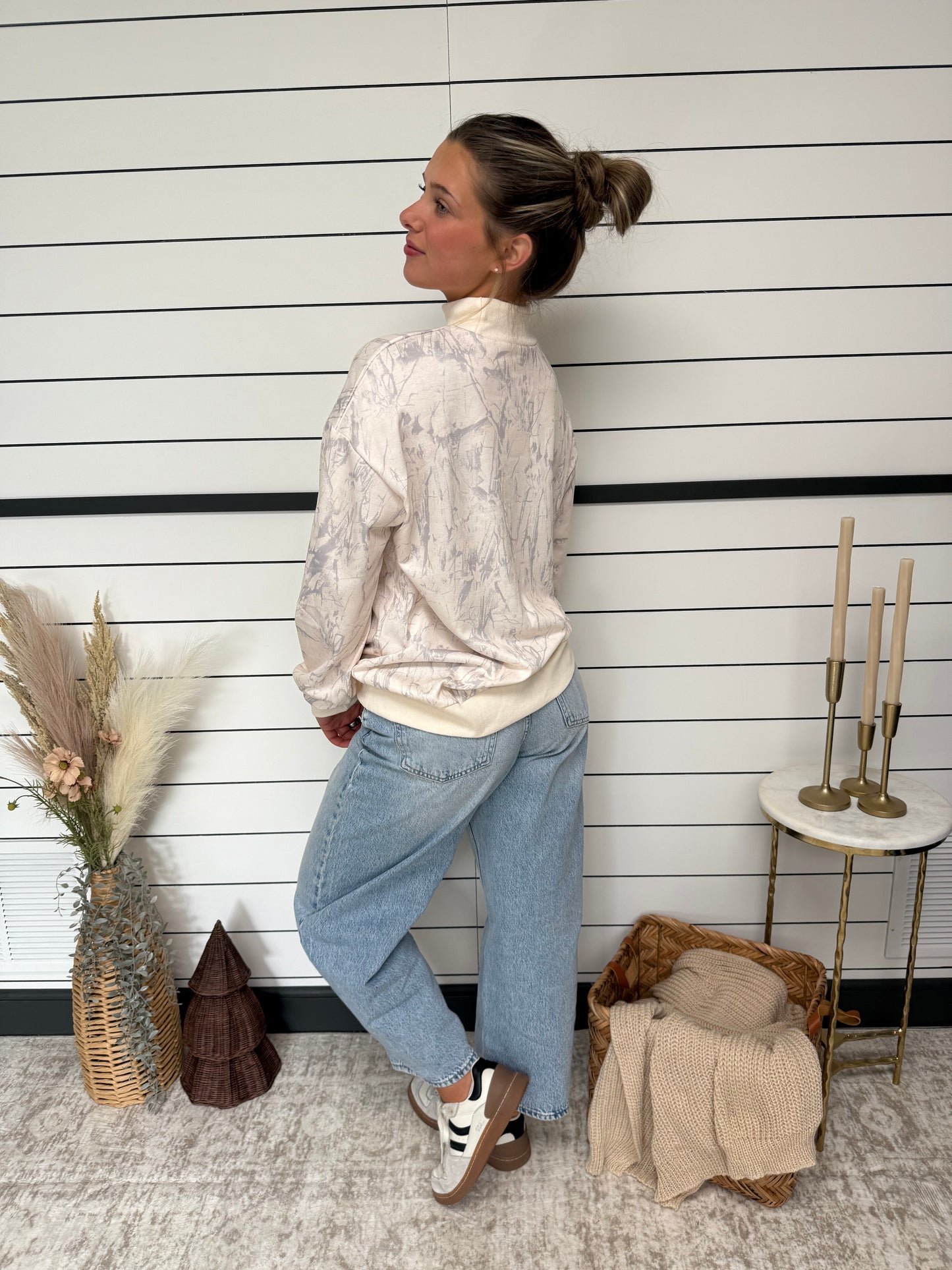 Woodland Camo Mock Neck Sweatshirt