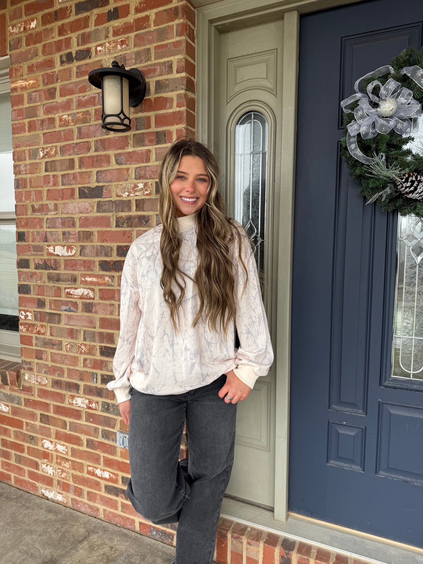 Woodland Camo Mock Neck Sweatshirt