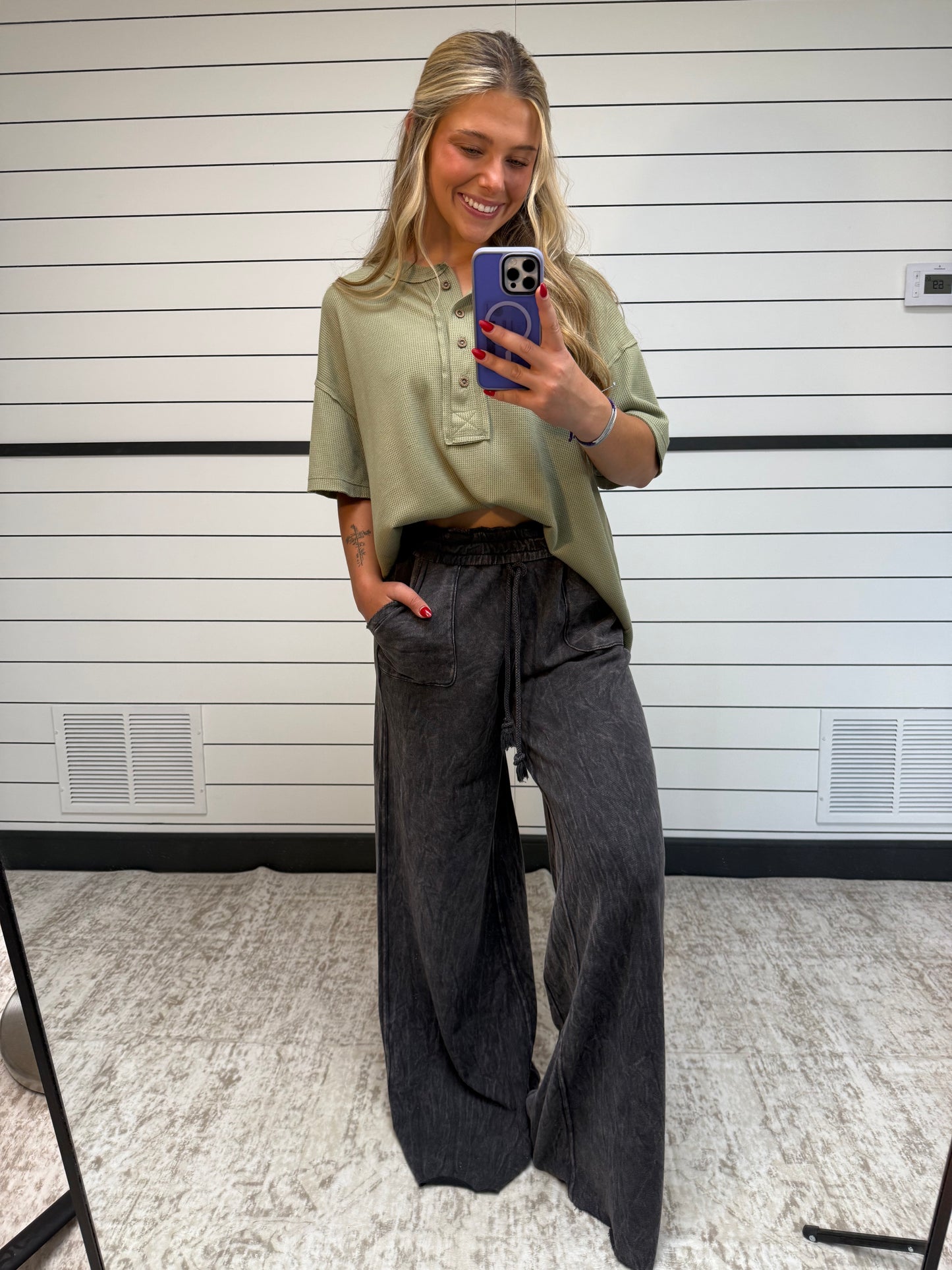 Easy Days Wide Leg Pant - Graphite/Oatmeal