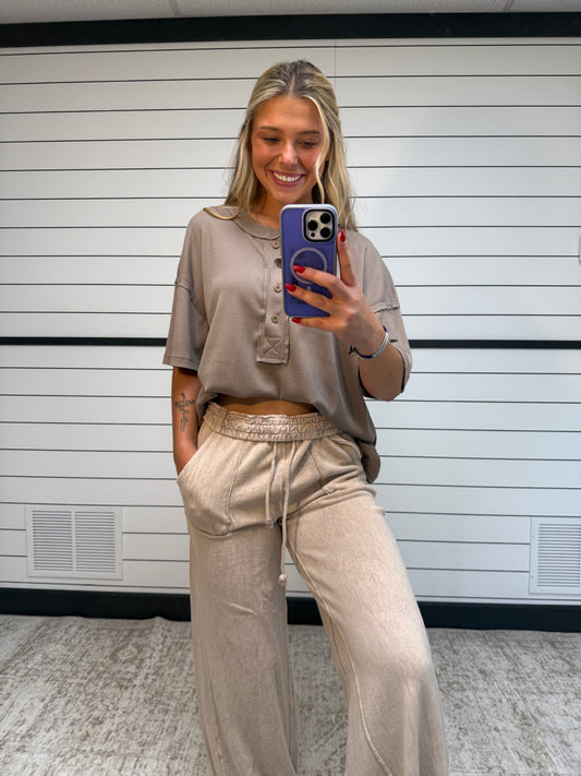 Easy Days Wide Leg Pant - Graphite/Oatmeal