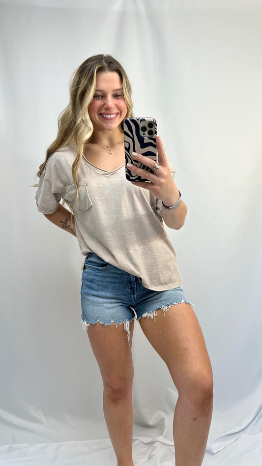 Mineral Washed V-Neck Tee